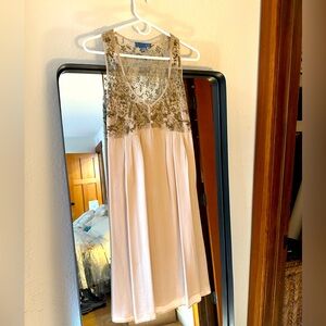 Lil blush silk dress with intricate copper beading (4).